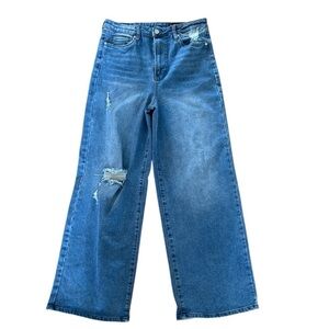 BlankNyc The Franklin Distressed Blue Jeans size 31 Wide Leg High Rise